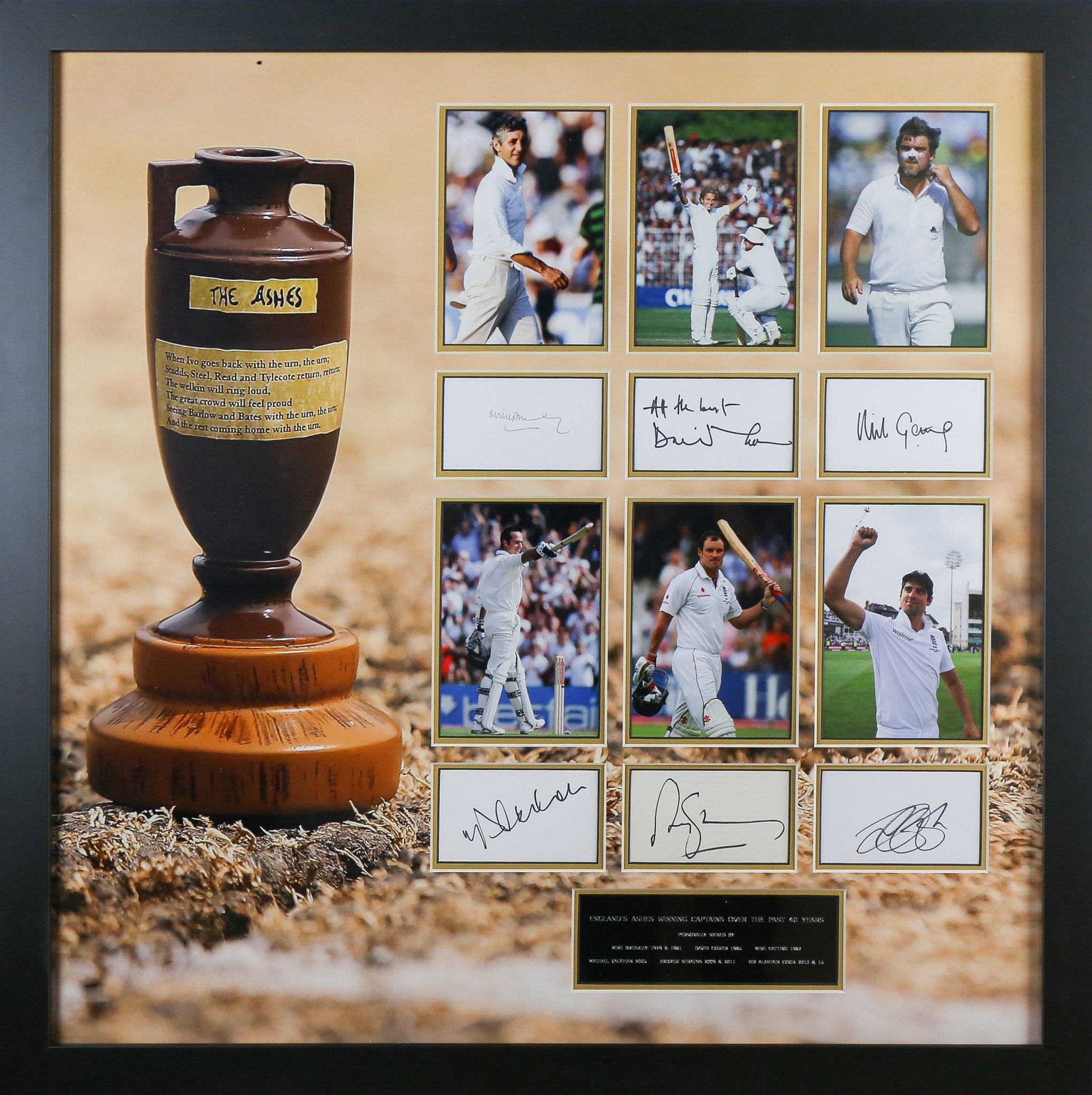 Ashes Winners Multi Signed Whitecard Framed Display - Memorabilia Framers Shop